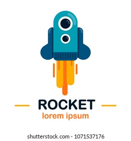 cartoon rocket Illustration logo
