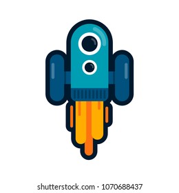 cartoon rocket Illustration vector with stroke