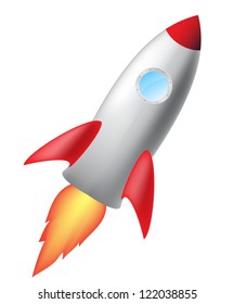 cartoon rocket isolated on white background