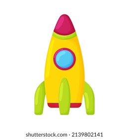 Cartoon rocket isolated on white background. Rocket icon. Flat vector illustration