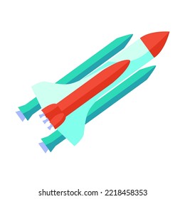 Cartoon-Rakete einzeln auf weißem Hintergrund, Vektorgrafik. Trendy Space Element. Galaxie und Astronomie-Konzept