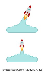icono de inicio del cohete de caricatura aislado en fondo blanco