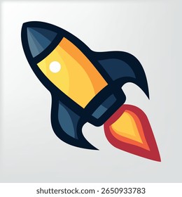 Cohete de dibujos animados lanzándose al espacio
