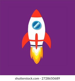 Cohete de dibujos animados que se lanza al espacio