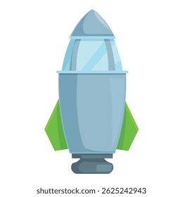 Cartoon rocket ship flying through space, perfect for projects related to space travel, science fiction, and exploration