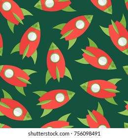 
Cartoon rocket ship seamless pattern background. Vector illustration