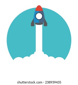 cartoon rocket ship in the sky