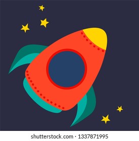 Cartoon Rocket Ship Vector Illustration 