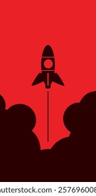 cartoon rocket silhouette wallpaper background for smartphone