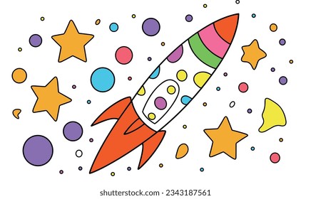 Cartoon Rocket and Small Animal Illustration Poster Design