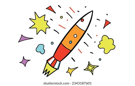 Cartoon Rocket and Small Animal Illustration Poster Design