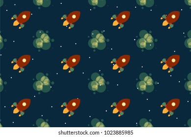Cartoon rocket. Space pattern. Vector illustration design. Concept.