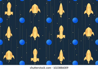 Cartoon rocket. Space pattern. Vector illustration design. Concept.