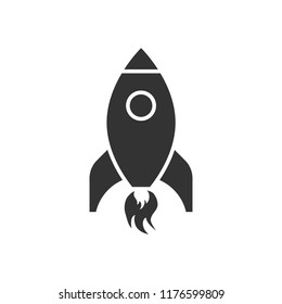 Cartoon rocket space ship icon in flat style. Spaceship vector illustration on white isolated background. Rocket start business concept.