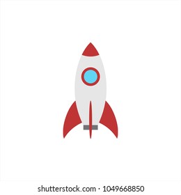 Cartoon rocket space ship, isolated vector illustration. Simple retro spaceship icon.