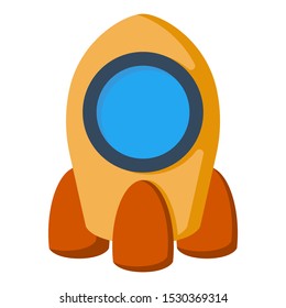 Cartoon rocket space ship isolated vector illustration.