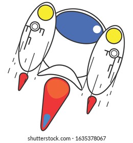 Cartoon rocket space ship. isolated vector illustration on white background. Simple spaceship icon.