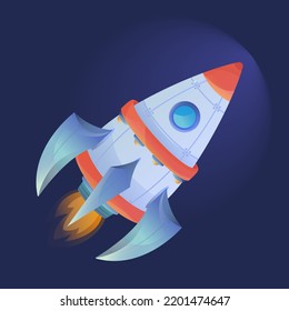 Cartoon rocket space ship. Space rocket ship launch