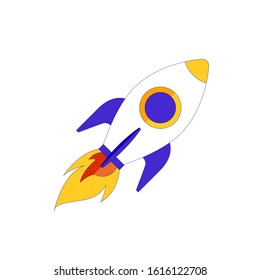 Cartoon rocket space ship take off, isolated vector illustration. Simple retro spaceship icon. EPS 10