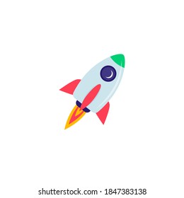 Cartoon rocket space ship take off, isolated vector illustration. Simple retro spaceship icon.