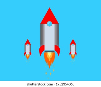 
Cartoon rocket space ship take off, isolated vector illustration. 