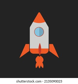 Cartoon rocket space ship take off, isolated vector illustration. Simple retro spaceship icon.