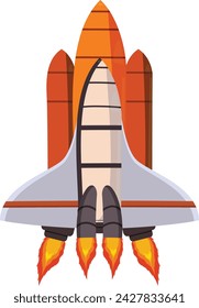 Cartoon rocket space ship take off, isolated vector illustration