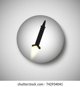 Cartoon rocket space ship take off, isolated vector illustration. Simple retro spaceship icon.