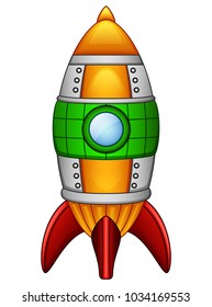 Cartoon rocket spaceship isolated on white background