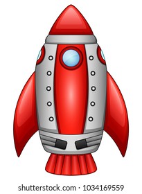 Cartoon rocket spaceship isolated on white background