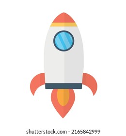 Cartoon Rocket Spaceship Take Off, Isolated Vector Illustration. Simple Retro Spaceship Icon.