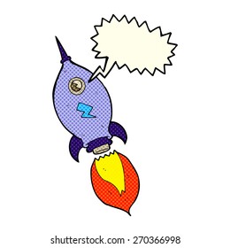 cartoon rocket with speech bubble