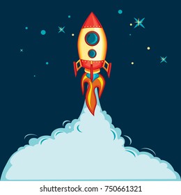 Cartoon rocket start up