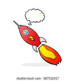 cartoon rocket with thought bubble