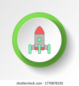 cartoon rocket toy colored button icon. Signs and symbols can be used for web, logo, mobile app, UI, UX