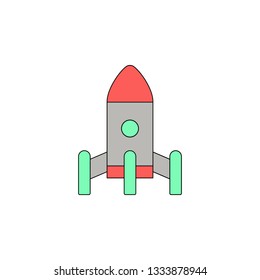 cartoon rocket toy colored icon. Signs and symbols can be used for web, logo, mobile app, UI, UX