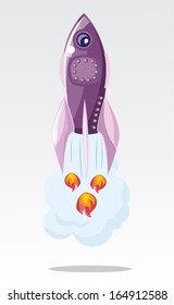 Cartoon rocket, vector background