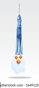 Cartoon rocket, vector background