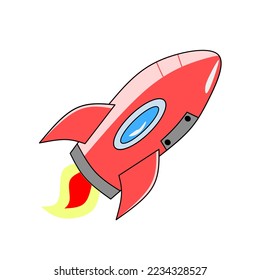 cartoon rocket, vector Illustration on a white background