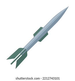 Caricatura cohetes de ilustración plana vectorial. Armamento balístico, atómico, aéreo, aislado en fondo blanco. Ataque, guerra, arma explosiva, concepto de diseño de pancartas