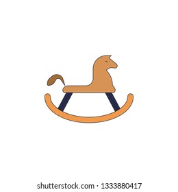 cartoon rocking horse toy colored icon. Signs and symbols can be used for web, logo, mobile app, UI, UX