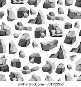 Cartoon Rocks and Stones Background Pattern on a White Flat Design Element for Web, Game and App. Vector illustration