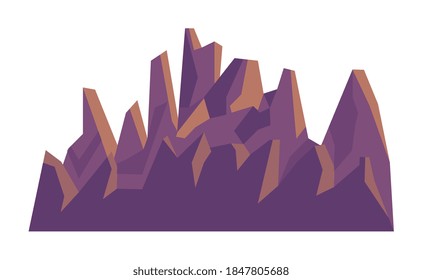 Cordillera rocosa de caricatura aislada en fondo blanco