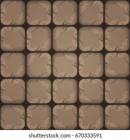 Cartoon rocky seamless tile pattern, vector asset for mobile gui design.