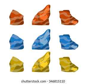 Cartoon roks and stone set, isolated landscape elements for web or game design