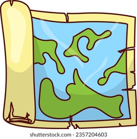 Cartoon Rolled Map Vector Illustration