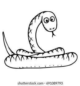 A cartoon rolled-up snake. Vector illustration.