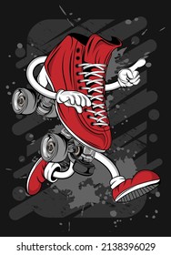 cartoon roller skates t  shirt design illustration
