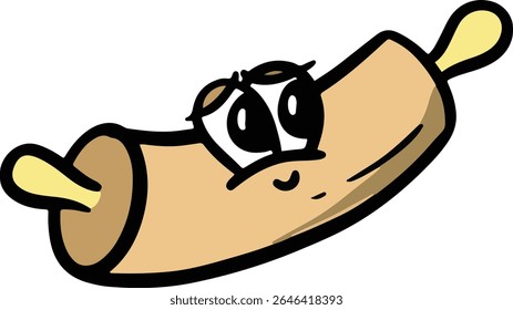 Cartoon Rolling Pin Utensil Illustration Vector 
