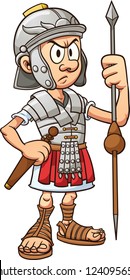 Cartoon roman soldier. Vector clip art illustration with simple gradients. All in a single layer.